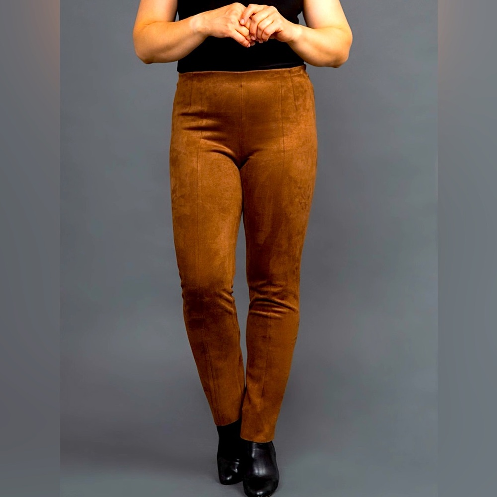 Faux Suede Brown Women's Pants Leggings XL